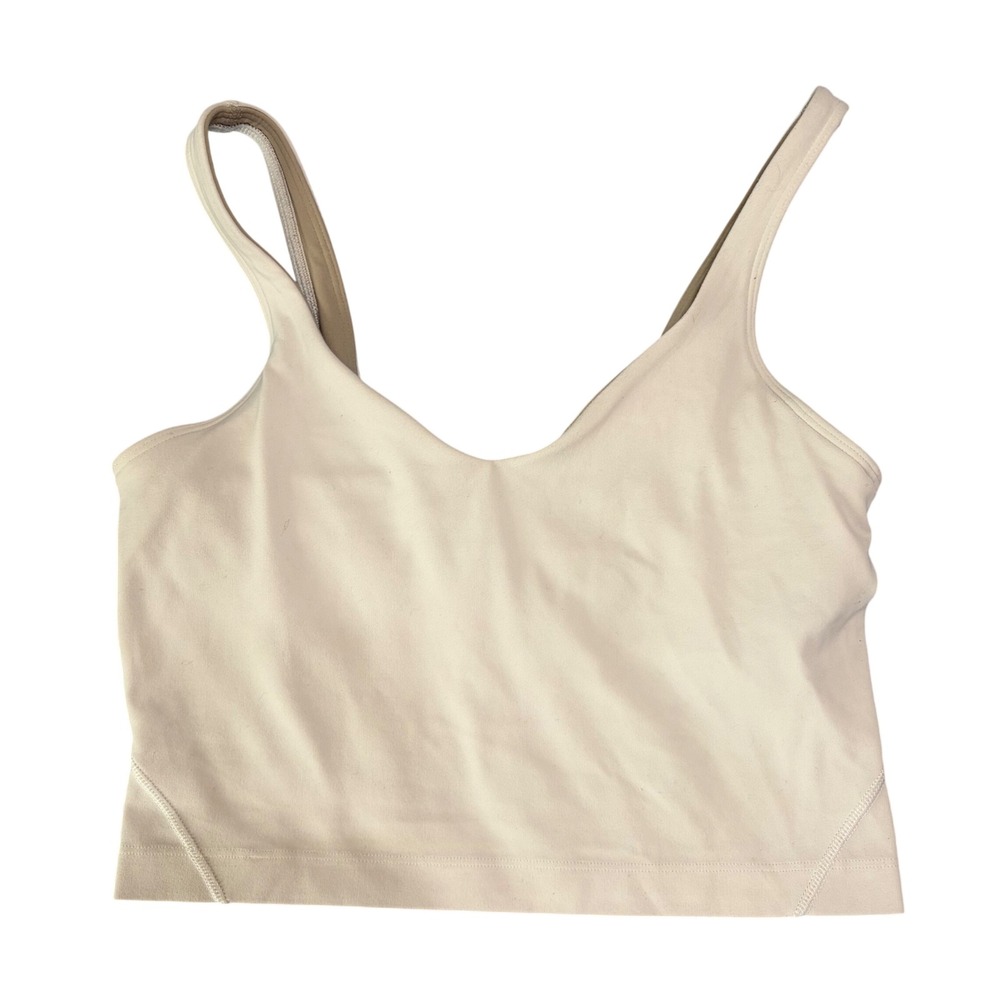 Lululemon Align Tank Top Cream Off White Nulu Yoga Crop Bra Size 4